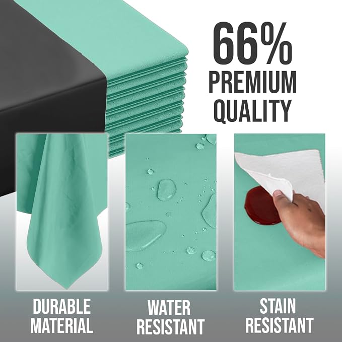 Exquisite Mint Tablecloths for Rectangle Tables 48 Pack Plastic Table Cloth Disposable 54" X 108" Mint Table Cloths Rectangle Tablecloth Plastic Tablecloths Rectangular Party Supplies