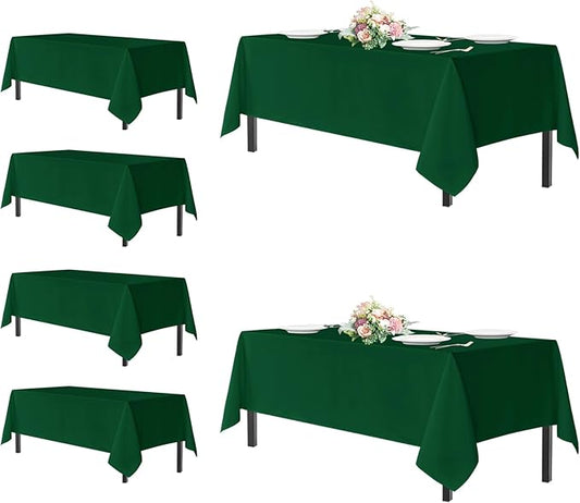sancua Tablecloths for 6 Foot Rectangle Tables, 6 Pack - Washable Polyester Fabric Table Cloth for Chirstmas Party, Birthday, Banquet Reception, 54x108 Inch Hunter Green