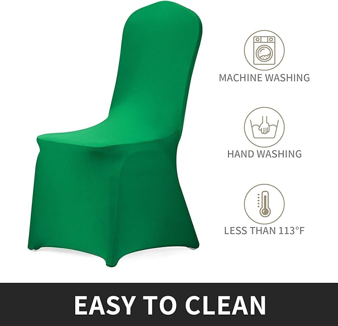 Peomeise Stretch Spandex Chair Cover for Wedding Party Dining Banquet Event (Emerald, 6)