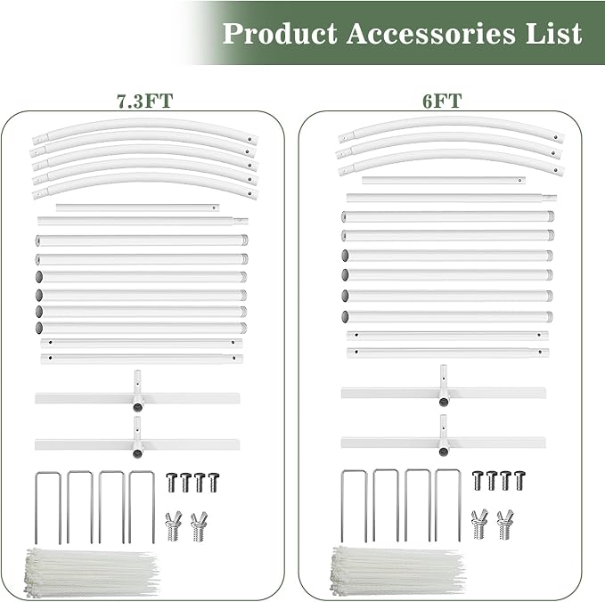 Metal Arch Backdrop Set of 2 (7.3FT/6FT), Balloon Arch Stand for Wedding Ceremony, Baby Shower, Outdoor Indoor Birthday Party, Graduation Decoration, White