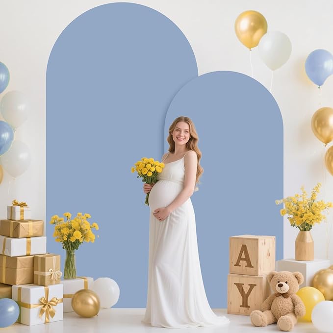 MODFUNS Dusty Blue Arch Cover 6&7.2ft Spandex Wedding Arch Backdrop Covers Set of 2 Fitted Arch Stand Covers Romantic Backdrop Arch Cover for Wedding Birthday Party Banquet Reception Decor