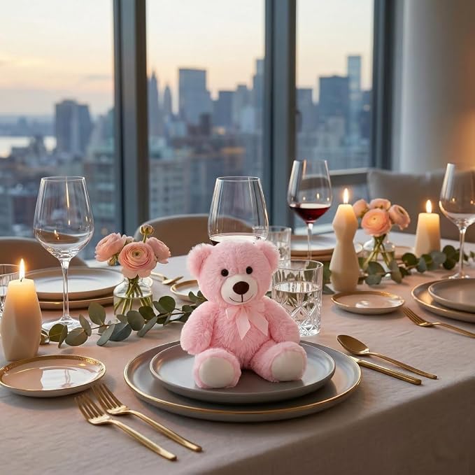 MaoGoLan 10Pcs Bulk Teddy Bears Stuffed Animals Baby Shower, Soft Small Stuffed Bears in Bulk, 13.5" Cuddly Mini Teddy Centerpiece,Wedding,Party,Engagement,Pink