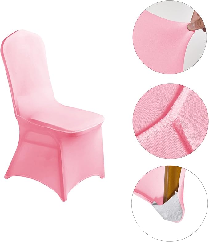 LZY 10pcs Spandex Chair Cover Stretch Slipcovers for Wedding Party, Dining Banquet Chair Decoration Covers (Pink, 10)