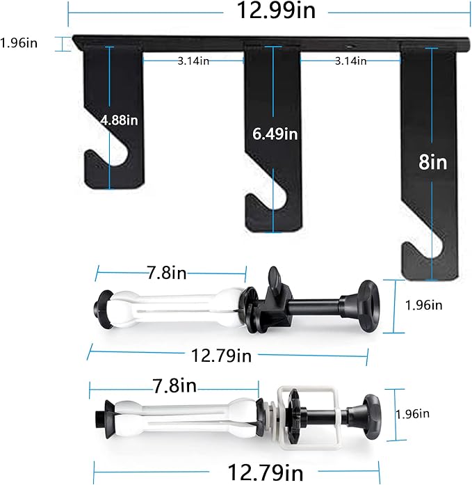 Photography Backdrop Wall Mount 3 Roller Support System, Manual Photo Background Ceiling Holder, Including 2 Tri-fold Hooks, 6 Expand Bars, 3 Chains, for Home Studio Live Stream Game Video