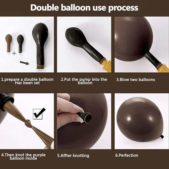 Dark Brown Balloons Double Stuffed Balloon Garland Arch Kit Different Sizes 18/12/5In For Birthday Baby Shower Boho Neutral Luau Mocha Cofede Party Decorations