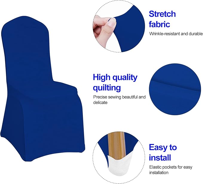 EMART Royal Blue Chair Covers 20 Pcs Spandex Stretch Universal Standard Seat Slipcovers Fitted for Wedding Bulk, Party, Banquet and Holidays Celebration