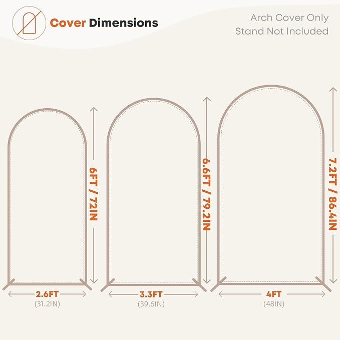 Rose Gold Shimmer Arch Backdrop Cover 6ft/6.6ft/7.2ft 3Set with Zipper,Thick Soft Stretchy Sequin Glitter Spandex Fitted Chiara Cover for Wedding Birthday Baby Shower Graduation Party Photo Backdrop