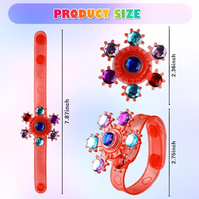 Easter Basket Stuffers- 48 Pack LED Light Up Fidget Spinner Bracelets, Glow in The Dark Party Favors for Kids 4-8 8-12 Boy Girls, Easter Egg Fillers Treasure Box Toys Classroom Prizes