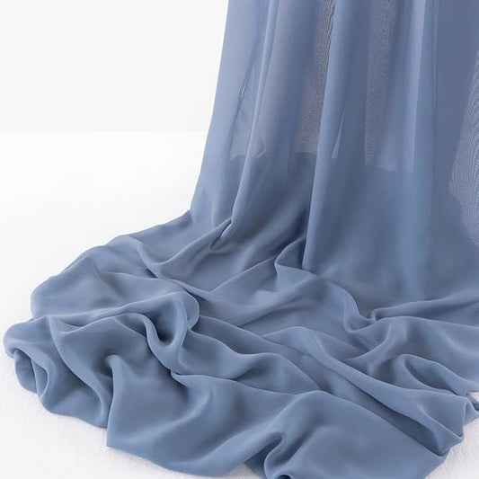 MLMW Dusty Blue Chiffon Fabric Sheer Fabric by the Yard 20 Yards 60" Wide Wedding Arch Draping Fabric Sheer Blue Material for Party Backdrop Curtain Arch Ceiling Decor