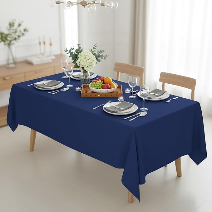 Fixwal 3 Pack Navy Blue 60 x 102 Inch Rectangle Tablecloths, Reusable Heavy Duty Washable Polyester Table Covers for 6 Ft Tables, Wedding, Party, Baby Shower, Birthday, Outdoor