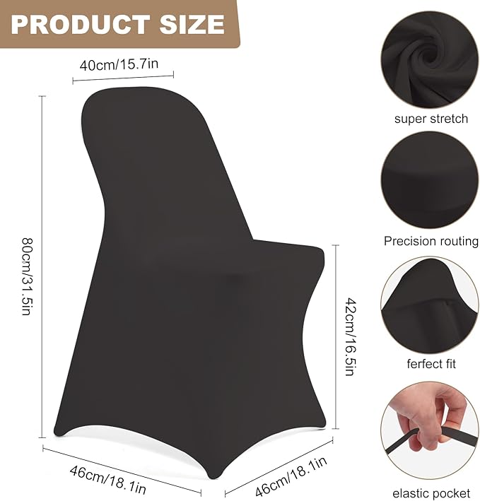 50 PCS Stretch Spandex Chair Covers for Party, Washable Reusable Dining Universal Fitted Removable Chair Cover for Wedding, Holidays, Banquet, Hotel, Celebration
