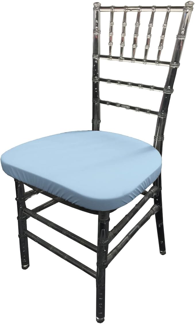 LA Linen Pack-4 Spandex Chiavari Chair Cushion Cover, Blue Light