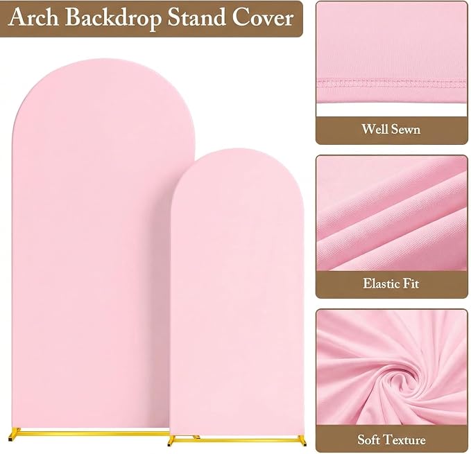 Toolterritory Metal Arch Backdrop Stand and Cover Set, 7.2FT, 6FT, Easy to Assemble, Gold Metal, for Parties, Birthday, Baby Shower, Wedding, Anniversary, Christmas