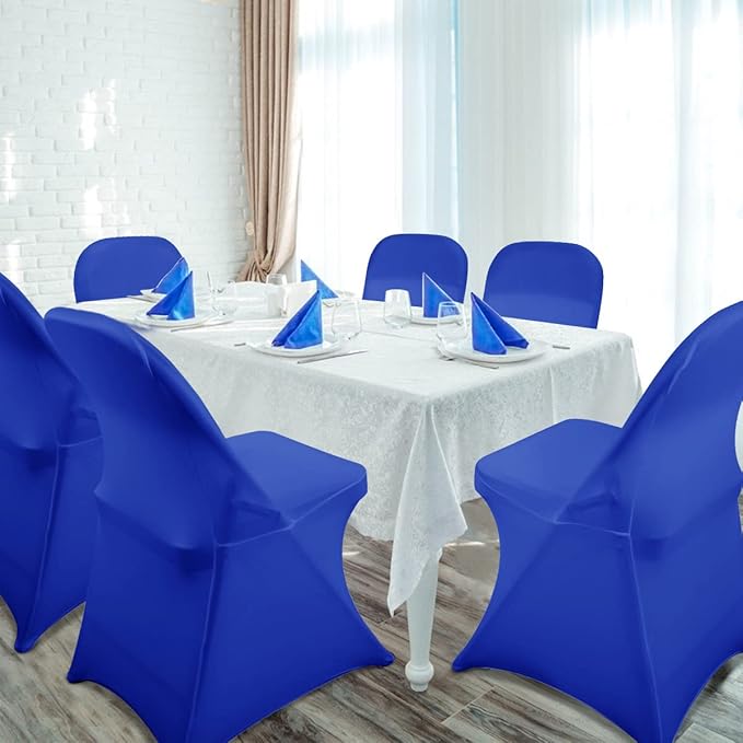 Babenest Spandex Folding Chair Covers - 10PCS Upgraded Universal Stretch Washable Fitted Chair Slipcovers Protector for Wedding, Holidays, Banquet, Party, Celebration (Royal Blue)