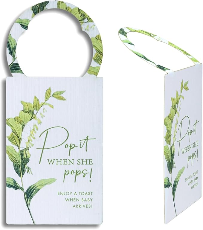 Summer-Ray 50pcs Pop it When She Pops Mini Champagne Baby Shower Tags Wine Bottle Tags (White)