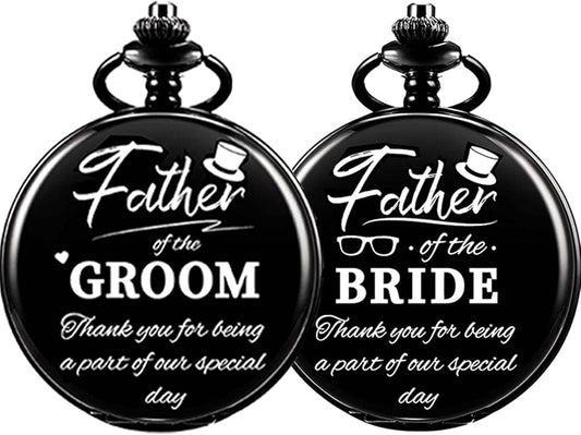 Groomsman Gifts for Wedding Engraved Pocket Watch Best Man Ring Bearer Groom Bride Father Roman Numerals Quartz Pocket Watches Wedding with Chain (1PCS 3PCS 4PCS 5PCS 6PCS)