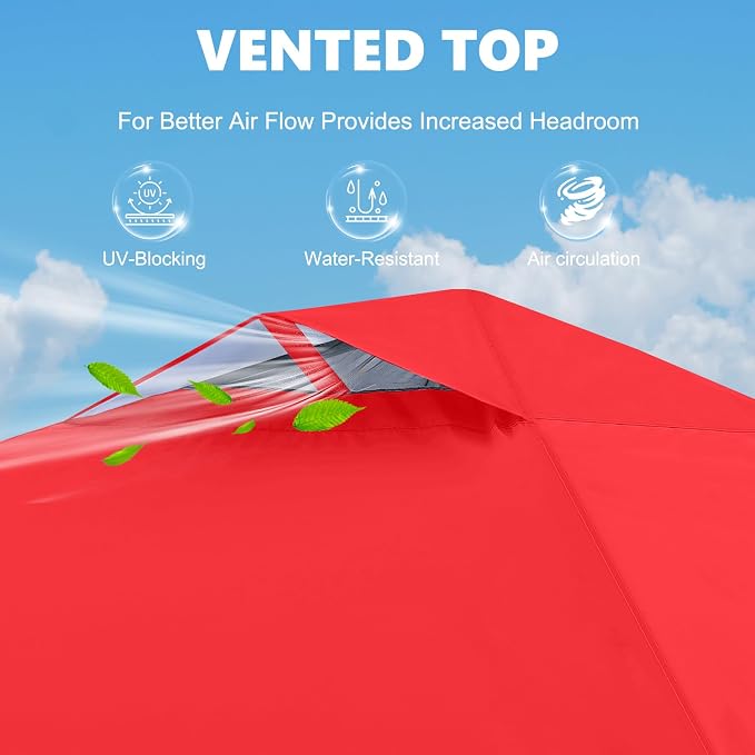 MASTERCANOPY 10x10 Pop Up Canopy Tent with 1 Sidewall, 1 Person Setup Instant Shelter, Outdoor Portable Beach Canopy, 1 Roller Bag, 4 Sandbags, 4 Ropes, 8 Stakes (10x10, Red)