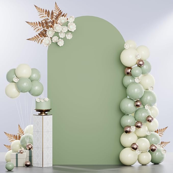 MODFUNS 6.6ft Arch Cover Sage Green Spandex Arch Backdrop Cover Round Top Chiara Backdrop Covers Stretch Arch Covers Fabric Double Sided Arch Stand Covering for Birthday Party Ceremony Decorations