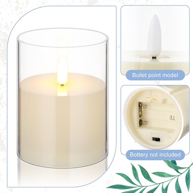 Yunlly 32 Pcs Rose Candle Rings with Flameless Candles Sets, Artificial Flower Eucalyptus Wedding Centerpiece 3 Inch Pillar Candleholders Wreaths for Wedding Party Mother's Day (Blue)
