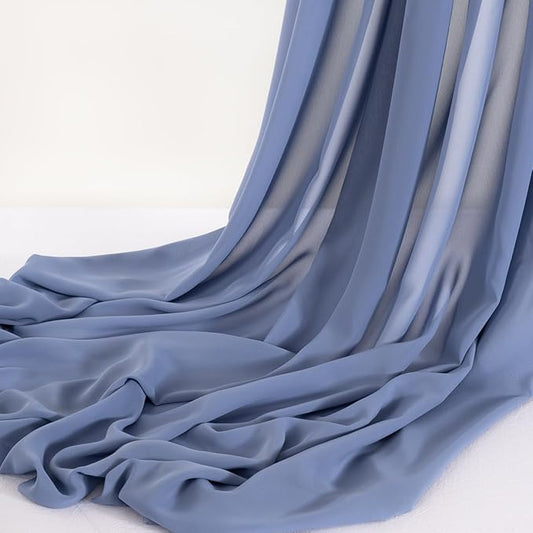 MLMC Dusty Blue Chiffon Fabric by The Yard Pre-Cut Sheer Chiffon Arch Fabric 5 Yards Airy Continuous Draping Panels 60 inch Wide for Wedding Backdrop Craft Ceiling Decor