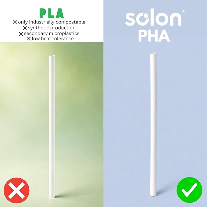 Biodegradable New Wave Straws, PHA, 250 Count, Free of Microplastics and Toxins, Won’t Get Soggy, for Hot & Cold Drinks, Home Compostable, Unwrapped, 7.75"
