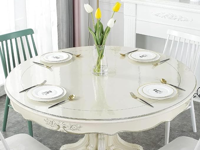 Deep Dream 2.0mm Thick 43 Inches Clear Round Table Protector, Dining Room & Office Table Cover