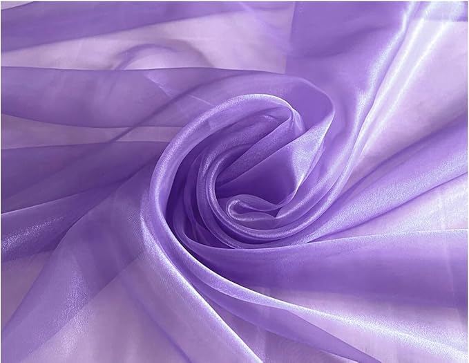 MDS Pack of 5 Yard Sheer Organza Fabric for Wedding Party Home Event Banquet Decorations, Backdrop Curtain Craft Dress Sewing Fashion DIY Crystal Organza Tulle Fabric Bolt 44” Wide - Lavender