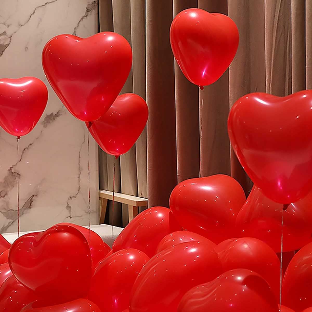100 6-inch Red Color Heart shaped Latex Balloons for Valentines Day,Propose Marriage,Wedding Party.