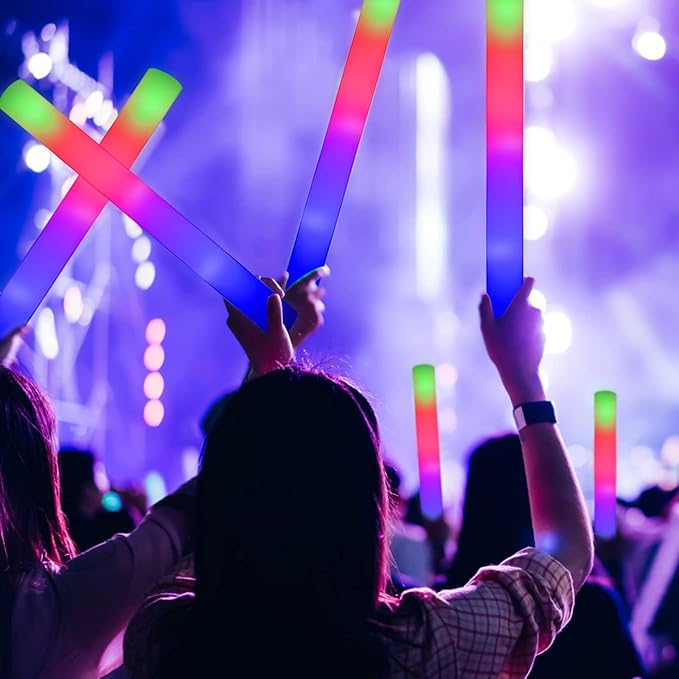 LifBetter 118 pcs Glow Foam Sticks, LED Glow Sticks 3 Modes Colorful Flashing, Foam Glow Sticks Bulk, Glow In The Dark Party Supplies for Weddings Parties Festivals Raves Concerts Sporting Events