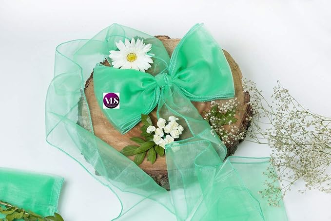 VDS Pack of 300 Organza Chair Sashes for Weddings & Events Décor | Sheer Shiny Dining Chair Bows for Banquet, Party, Reception | Reusable Decorative Sash for Folding & Chiavari Chairs - Mint