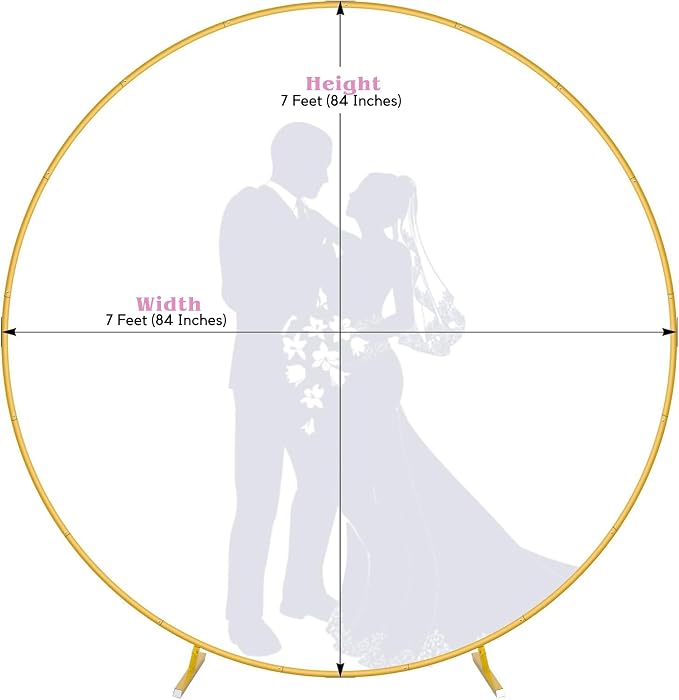 7.2 Ft Round Balloon Arch stand Gold Backdrop Frame for Wedding , Birthday, Baby Shower, Graduation, Party Decoration-Heavy Duty Steel with Carry Bag-JC HUMMINGBIRD