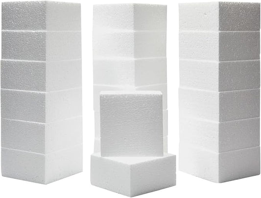 20 Pack Foam Blocks for Crafts, Polystyrene Brick Rectangles for Floral Arrangements, Art Supplies (White, 4 x 4 x 2 in)