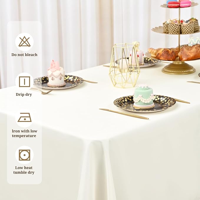 10 Pack 60 x 102 Inch Rectangle Tablecloth, Ivory Tablecloth for 6 Feet Rectangle Tables, Stain and Wrinkle Resistant Washable Fabric Table Cloth for Wedding Dining Table Buffet Parties Camping