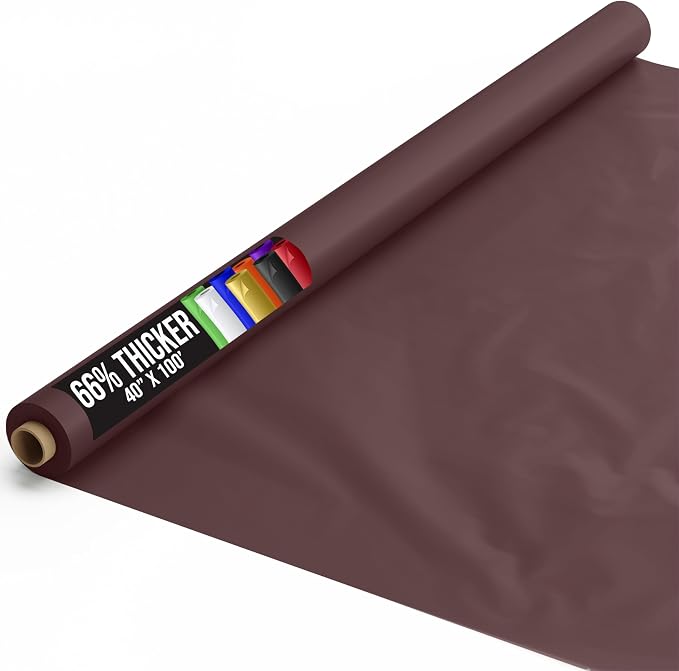 Party Solids 66% Thicker Premium Brown Plastic Table Cover Roll 40" X 100' Table Cloth Plastic Cover Roll Quality Thick Banquet Rolls Disposable Tablecloth Rolls Strong American Based Company