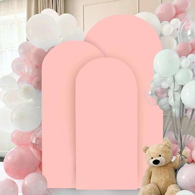 FANPROMS Wedding Arch Covers Set of 3 Dusty Rose Arch Covers Stretchy Fabric 6FT 6.6FT 7.2FT Spandex Arch Stand Cover for Arch Stand Chiara Arch Cover 2-Sided Arched Cover for Party Wedding