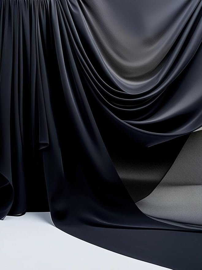 New Star Fabrics Chiffon Fabric, Continuous 60" Wide (30ft) Sheer Material, 100% Soft Polyester, Ideal for Wedding, Party, Event Decor, Draping, and Dresses (Black, 3 Yards)