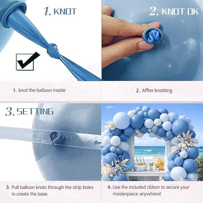 Dusty Blue Balloon Arch Kit - 84 Pcs Double Stuffed Light Blue, Slate Blue and Baby Blue Balloon Garland for Baby Shower, Wedding, Birthday, Gender Reveal, Easter & Ocean Theme Party Decorations