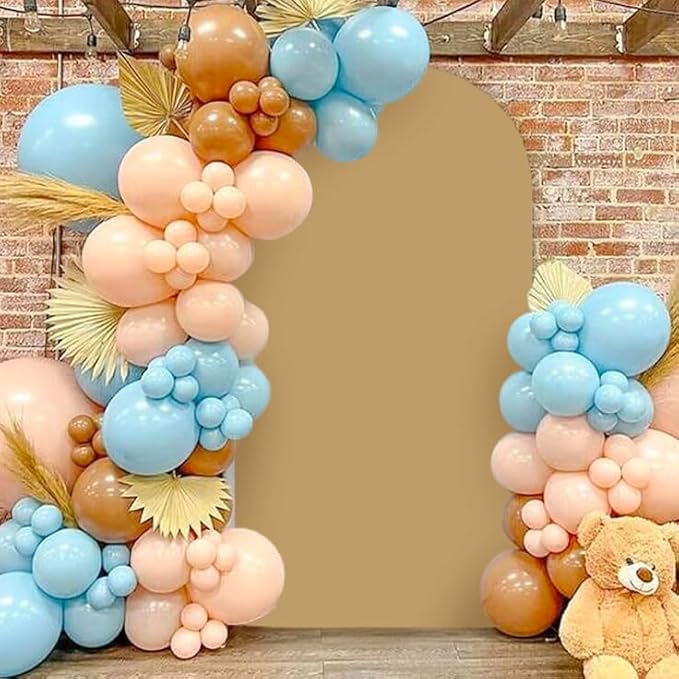 MODFUNS Khaki Wedding Arch Cover 6.6ft Balloon Arch Covers Spandex Arch Stand Cover Stretchy Arch Covers Chiara Arch Cover Double Sided Arch Backdrop Cover for Birthday Party Celebration Decor