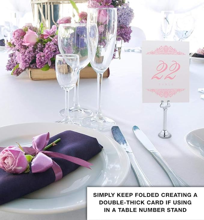 Paisley Wedding Table Numbers (Select Color/Quantity), Champagne, Pink, 1-60, Double Sided, Tent or Use in a Stand, Great for Parties & Restaurants - Made in the USA