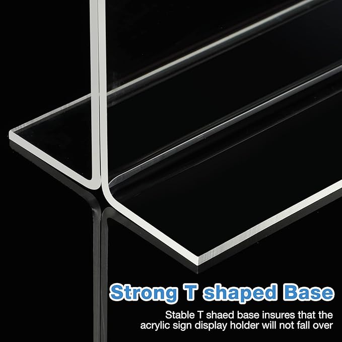 Amyhill 24 Pack Acrylic Sign Holder Plastic Standing Frame Clear Table Menu Double Sided T Shape Poster Acrylic Frame for Wedding Party Office Restaurant Hotel(4 x 6 Inch)