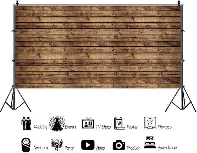 20x10ft Seamless Wood Backdrops for Photography Rustic Grunge Worn Brown Wooden Backdrop Banner Decorations Vintage Wood Board Photography Background Photo Studio Props