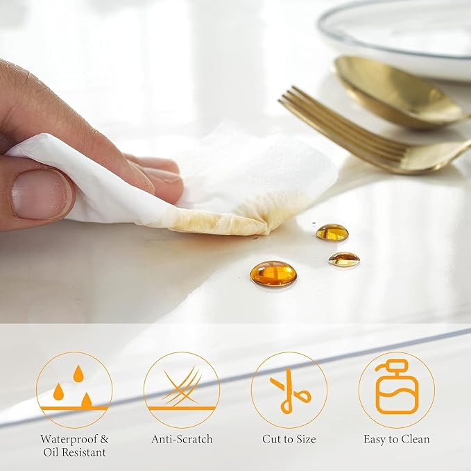 Deep Dream 1.5mm Clear Desk Cover Protector, 40×60 Inch Clear Table Cover, Desk Mat, Tablecloth Protector Rectangle, Table Protector for Dining Room Table