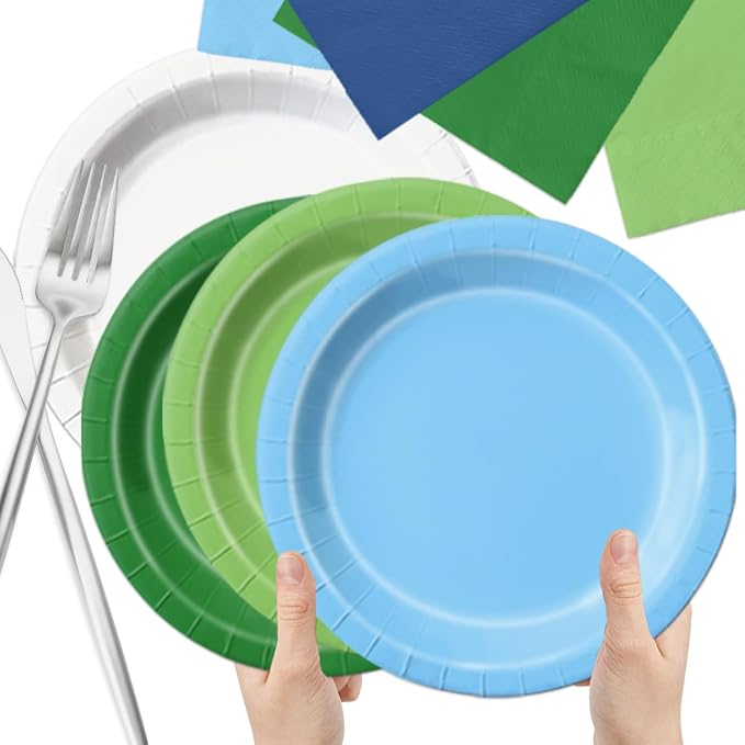 CMUSKO Golf Party Decorations - 60Pcs Blue Green Plates & Napkins Set Hole in One Golf Themed Tableware for Birthday,Baby Shower