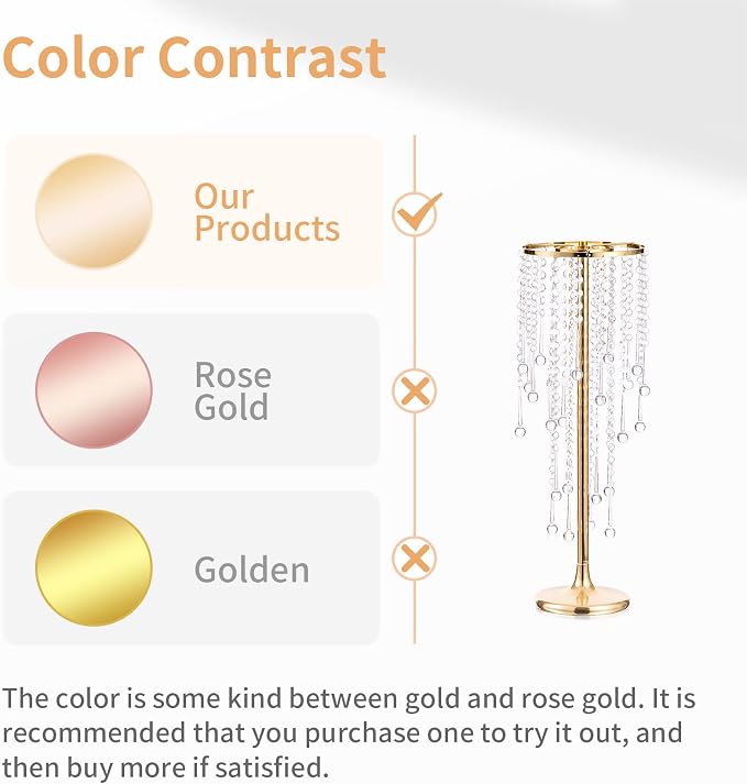 NUPTIO Gold Vases for Centerpieces Wedding - 10 Pcs 21.7in Tall Vase Centerpieces for Tables - Chandelier Flower Stand Bulk