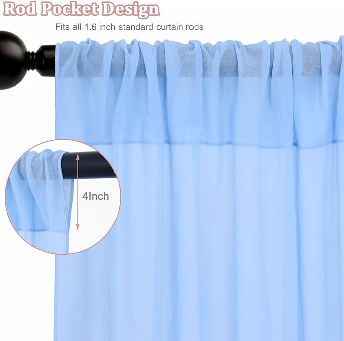 FOTSHARER Baby Blue Ceiling Drapes for Wedding Ceiling Drapes 2 Panels 5x20FT Chiffon Wedding Arch Draping Fabric Ceiling Curtains for Backdrop Ceiling Decorations for Party Arch Drapery for Reception