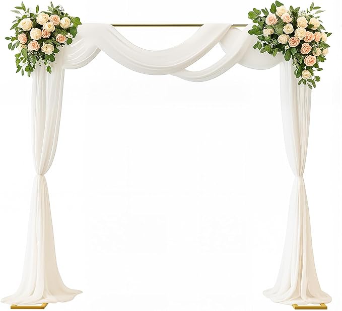 8x8 FT Square Wedding Arch Stand - Heavy-Duty Metal Backdrop Frame for Ceremony, Photo Booth, Party Decor - Adjustable Height (1.6FT to 8FT) - Sturdy & Portable for Indoor/Outdoor Events