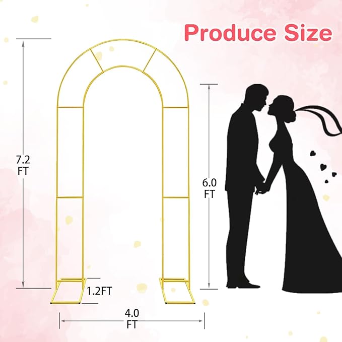 GRENTY Open Arch Backdrop Stand,7.2 FT Metal Double Arch Backdrop Frame U Shaped Wedding Arches for Wedding Ceremony, Baby Shower, Birthday Party, Graduation Party