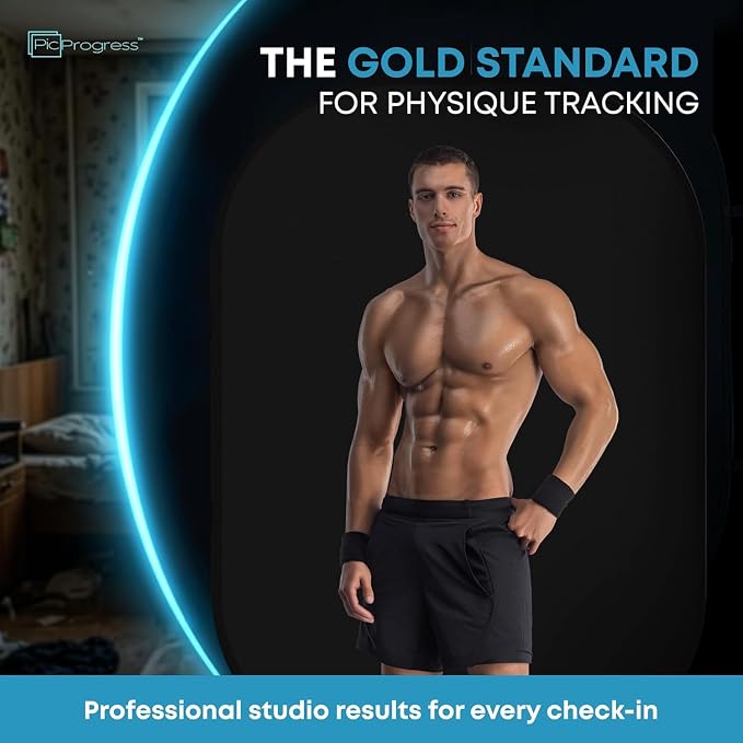 Black Fitness Photo Backdrop with Adjustable Tripod Stand, Collapsible Background for Bodybuilding Posing, Progress Photos, Gym Content & Coaching Check-Ins (Backdrop and Tripod Stand)