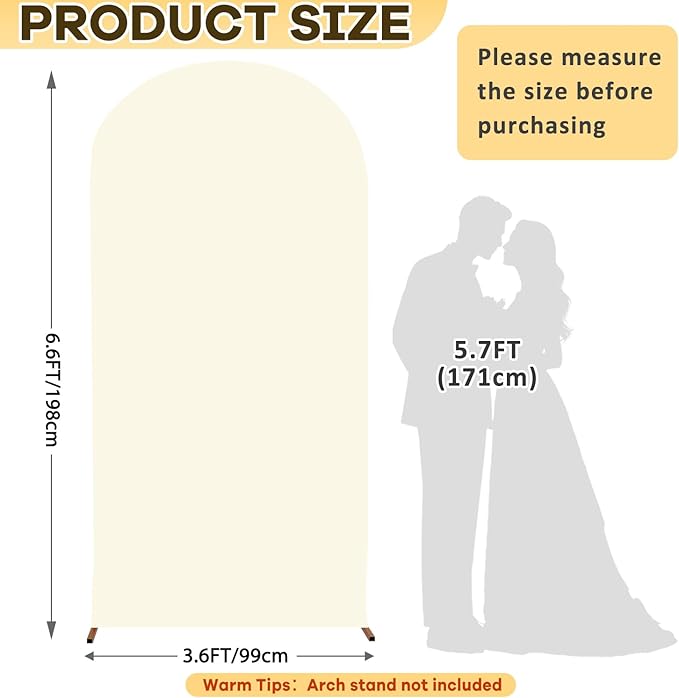 Ivory Wedding Arch Cover 6.6FT Arch Covers Stretchy Backdrop Spandex Fitted Arch Stand Cover Double Sided Arch Backdrop Cover for Party Wedding Ceremony Baby Shower Decoration