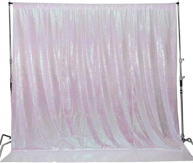 Juya Delight White Iridescent Sequin Backdrop, 6ftx6ft Glitter Photo Backdrop Curtain for Birthday Party Wedding Festival Ceremony
